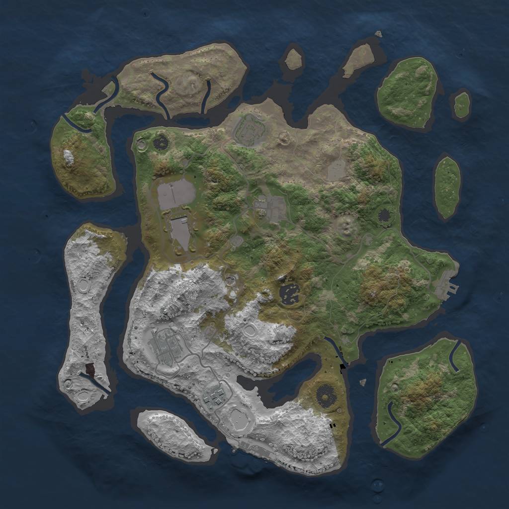 Rust Map: Procedural Map, Size: 3550, Seed: 835536, 14 Monuments