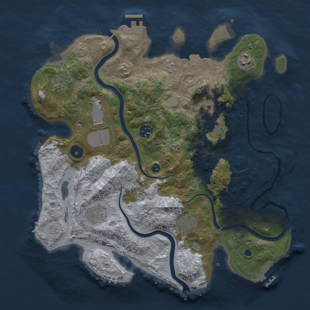 Rust Map: Procedural Map, Size: 3550, Seed: 835536, 14 Monuments
