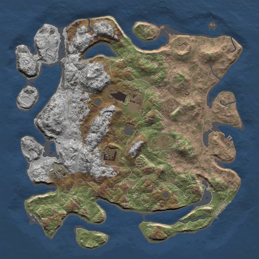 Rust Map: Procedural Map, Size: 4000, Seed: 1274153082, 13 Monuments