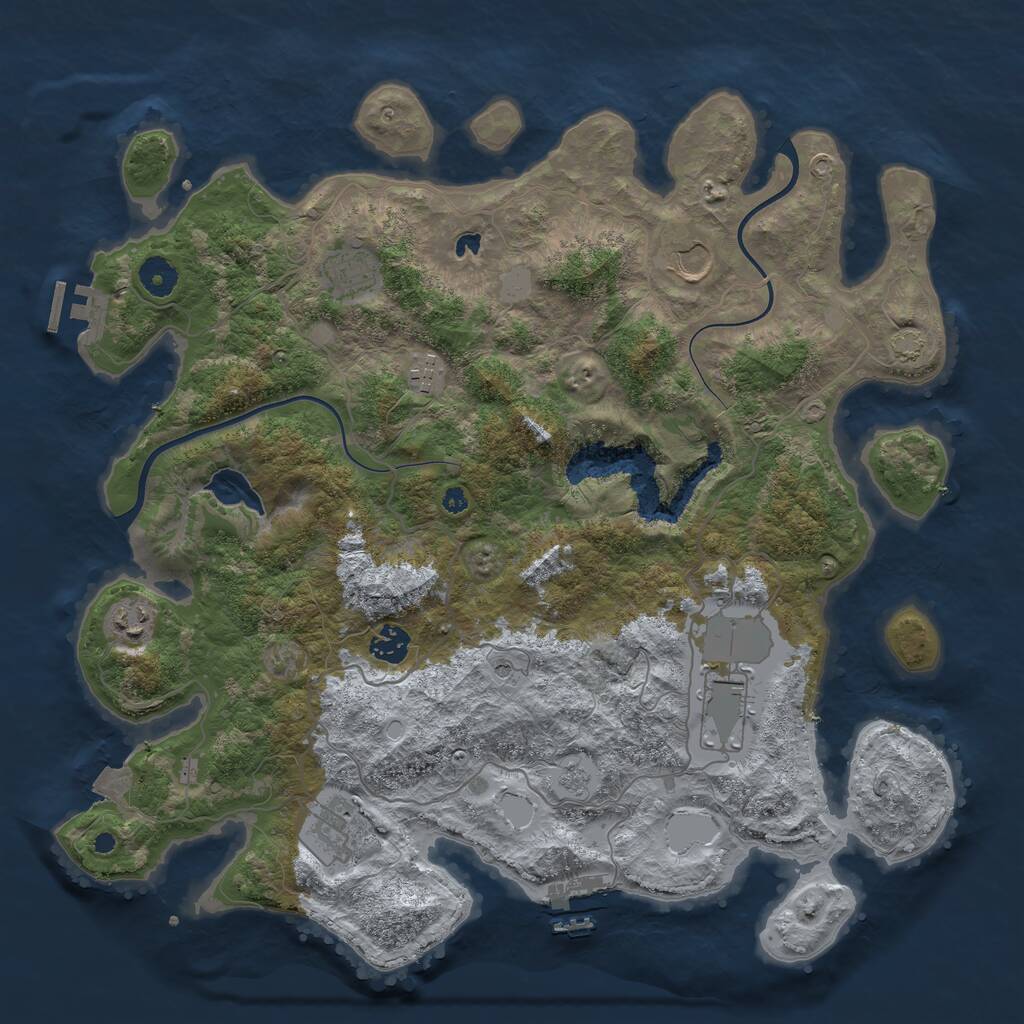 Rust Map: Procedural Map, Size: 4000, Seed: 850992, 13 Monuments