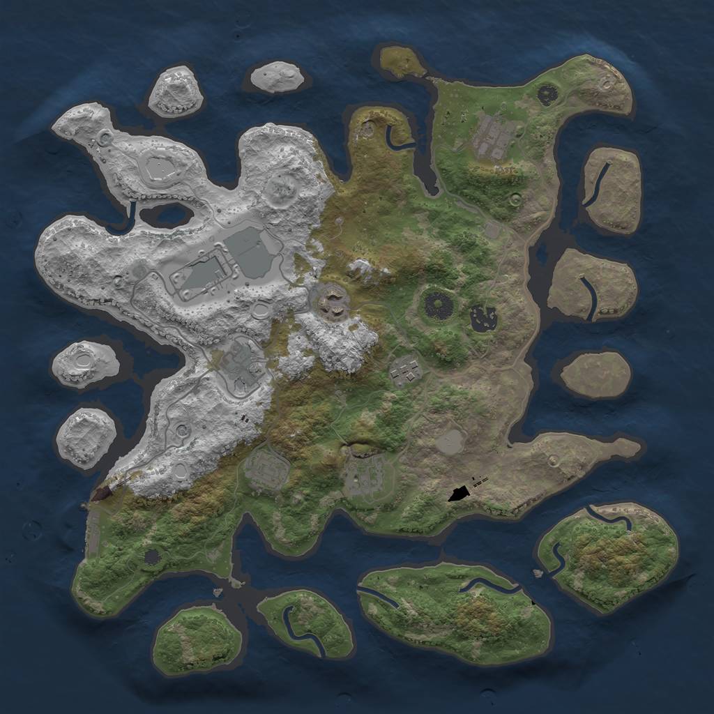 Rust Map: Procedural Map, Size: 3750, Seed: 1686041, 15 Monuments