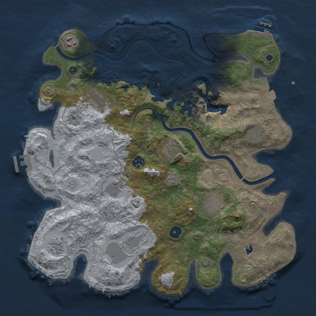 Rust Map: Procedural Map, Size: 4000, Seed: 952103, 16 Monuments