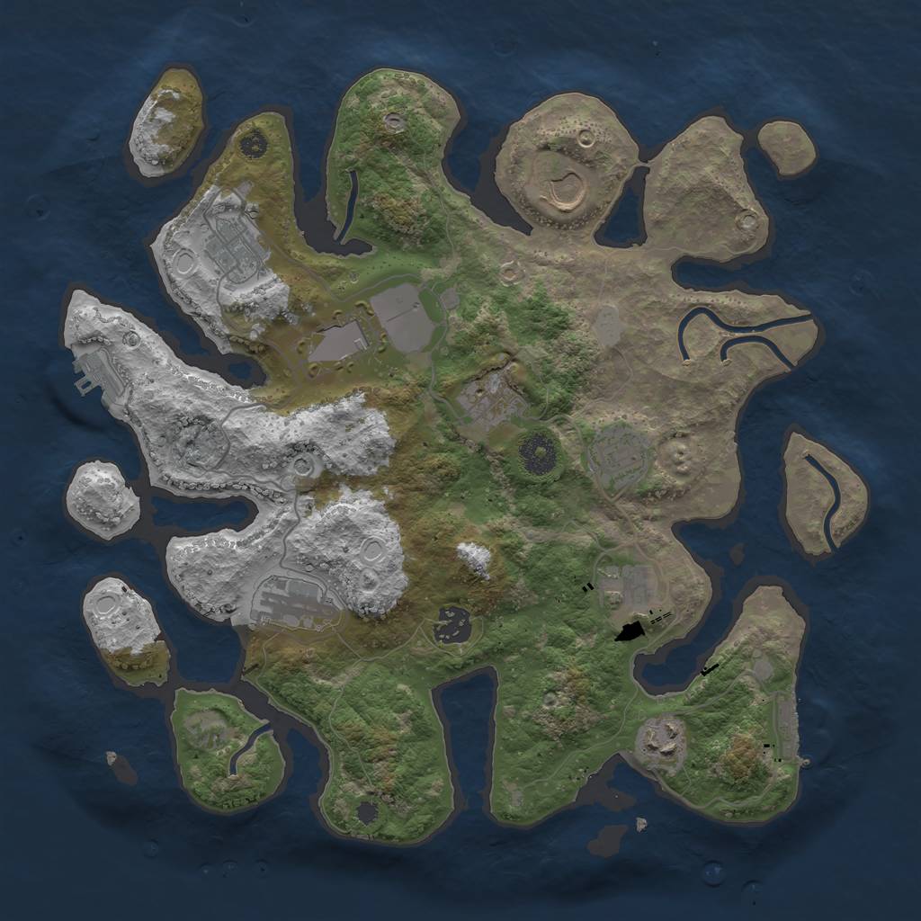 Rust Map: Procedural Map, Size: 3550, Seed: 404747, 17 Monuments