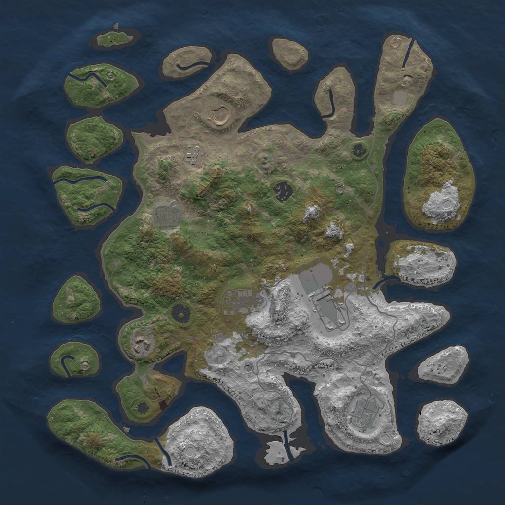 Rust Map: Procedural Map, Size: 4000, Seed: 453326, 14 Monuments