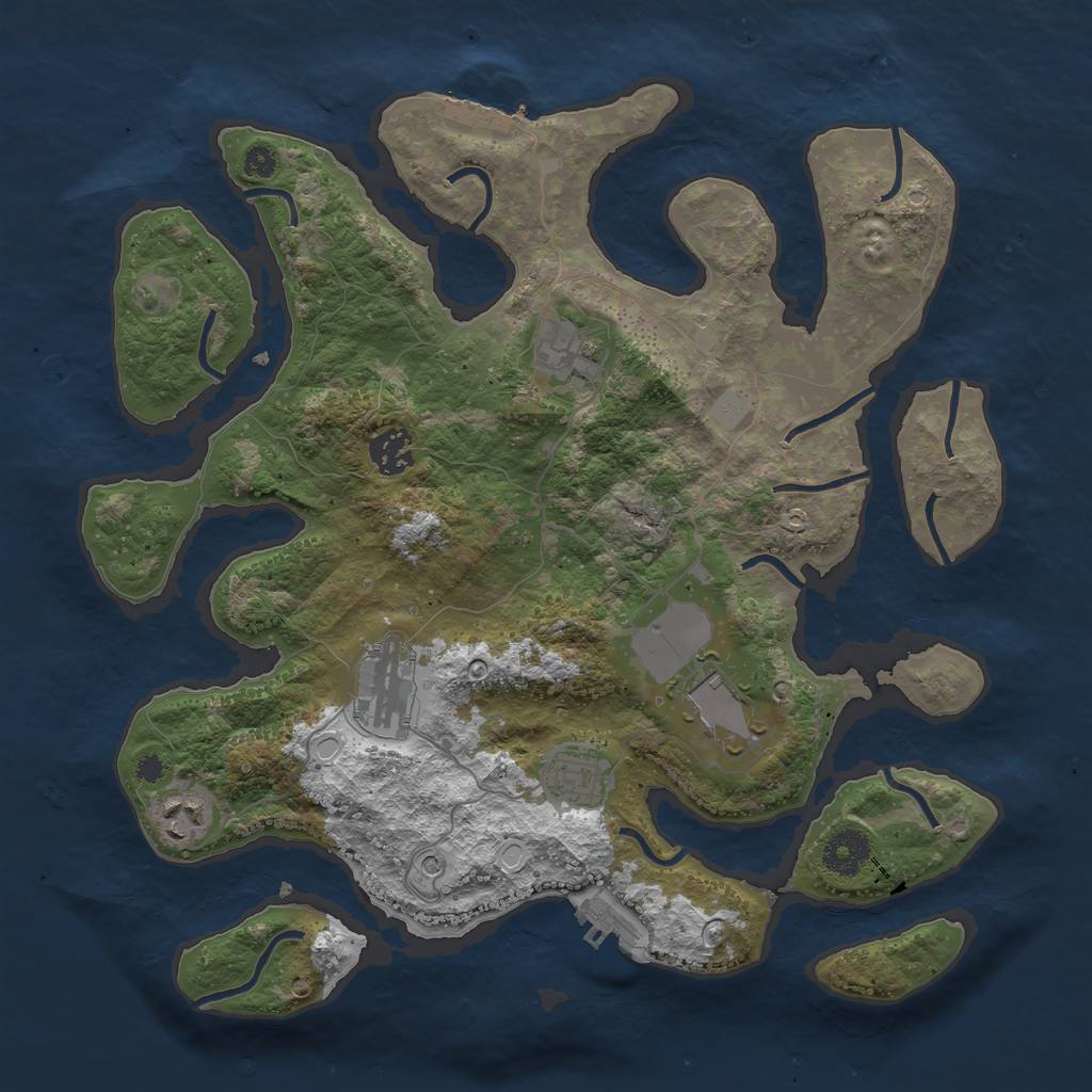 Rust Map: Procedural Map, Size: 3550, Seed: 271774, 14 Monuments