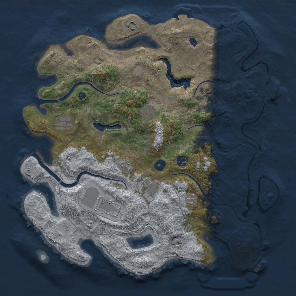 Rust Map: Procedural Map, Size: 4000, Seed: 435831, 13 Monuments