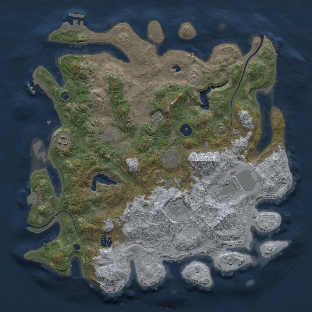 Rust Map: Procedural Map, Size: 4000, Seed: 353095, 13 Monuments