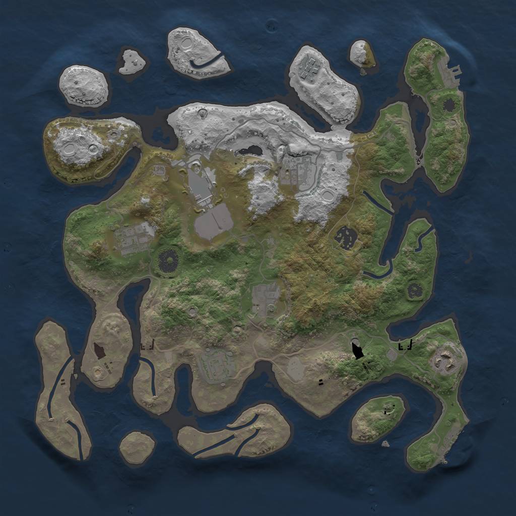 Rust Map: Procedural Map, Size: 3500, Seed: 1333205021, 16 Monuments