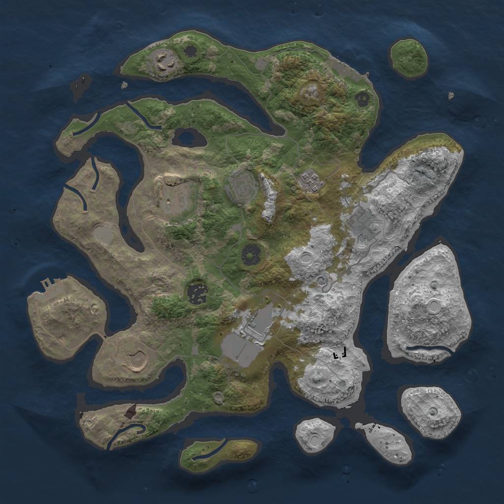 Rust Map: Procedural Map, Size: 3550, Seed: 733330, 16 Monuments