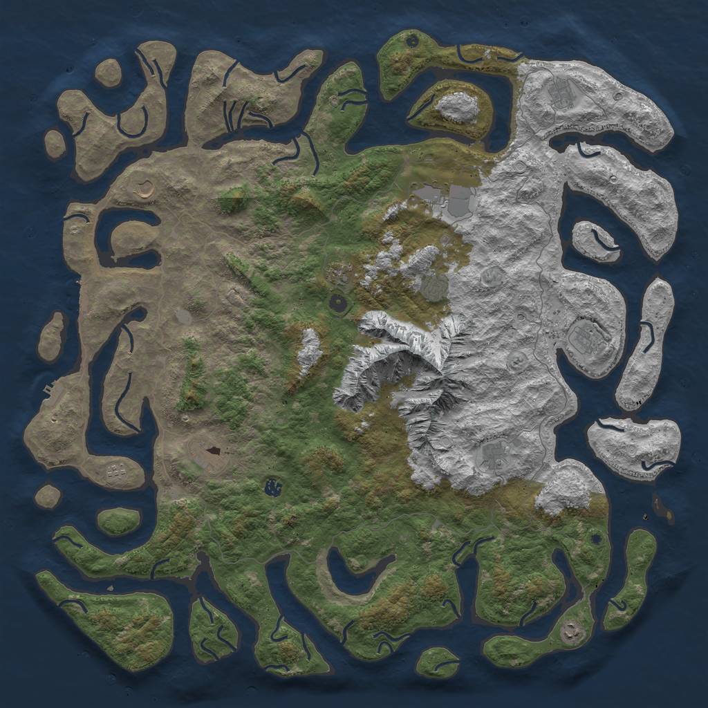 Rust Map: Procedural Map, Size: 6000, Seed: 4565, 19 Monuments