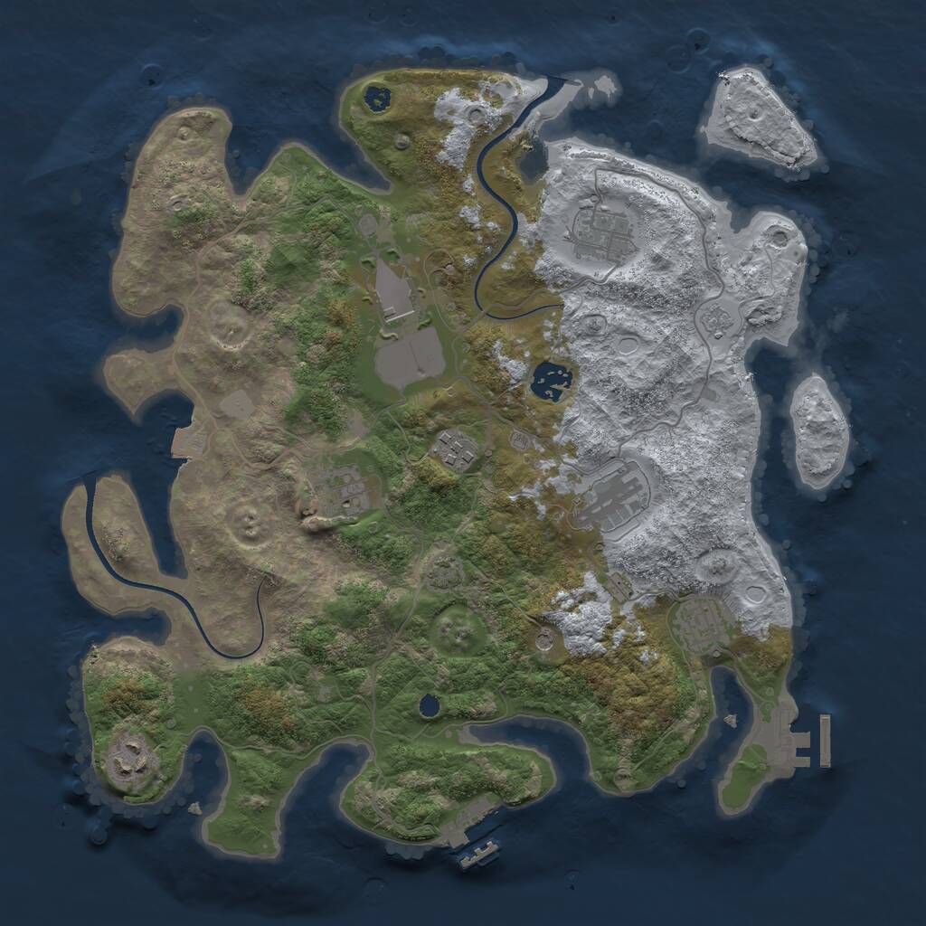 Rust Map: Procedural Map, Size: 3550, Seed: 581422, 14 Monuments
