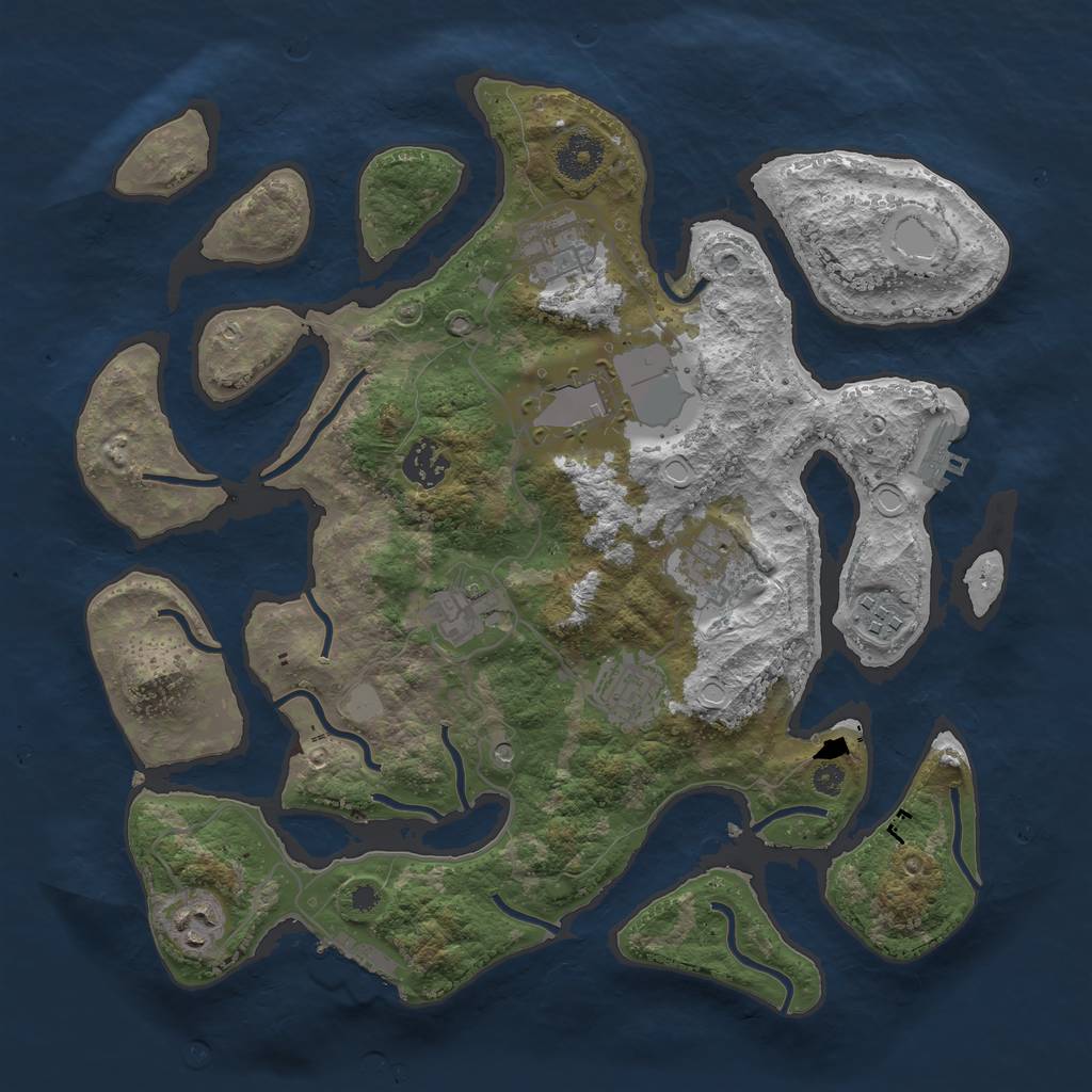 Rust Map: Procedural Map, Size: 3550, Seed: 679670, 16 Monuments