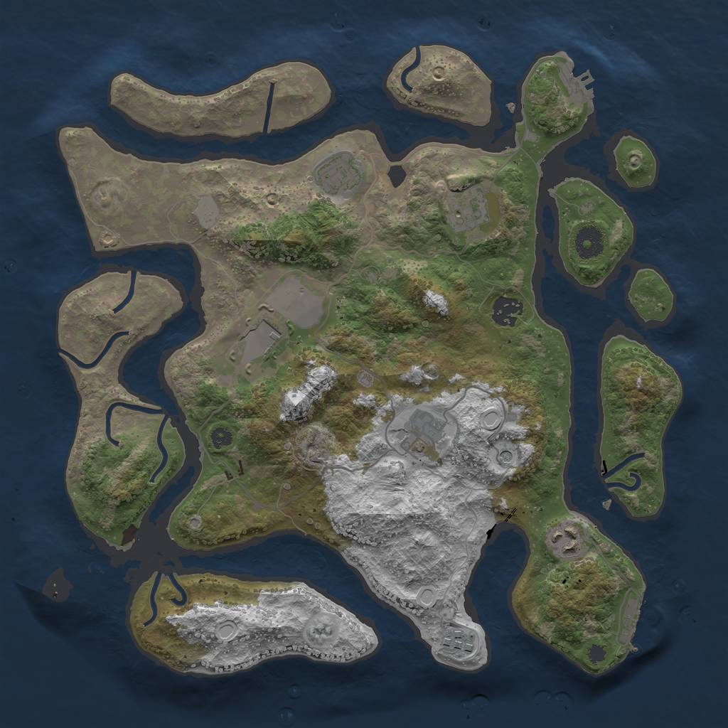 Rust Map: Procedural Map, Size: 3600, Seed: 2525222, 15 Monuments