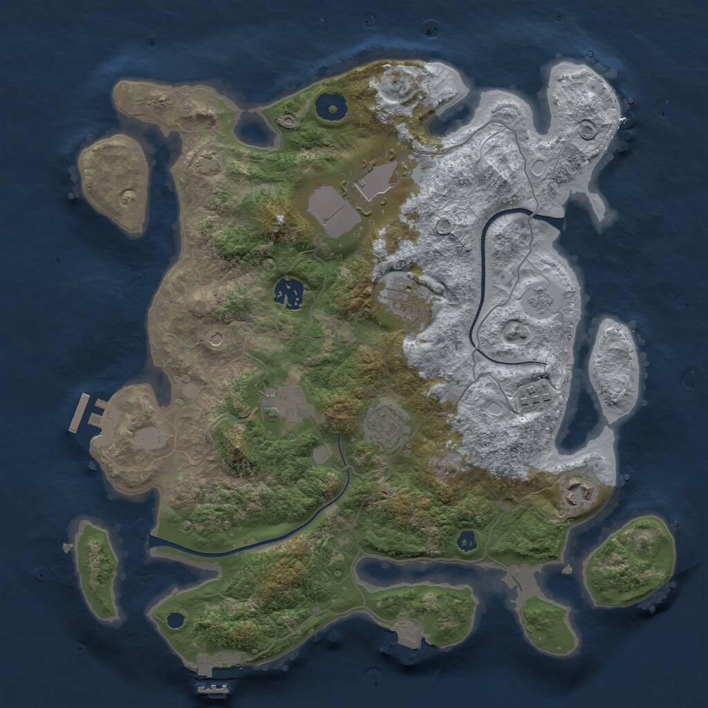 Rust Map: Procedural Map, Size: 3500, Seed: 8767, 13 Monuments