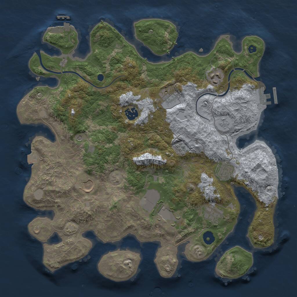 Rust Map: Procedural Map, Size: 3600, Seed: 199969483, 14 Monuments