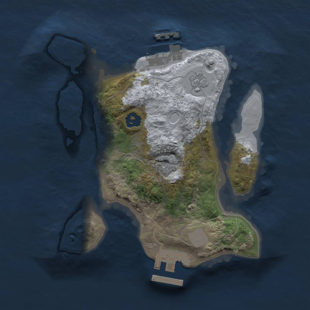 Rust Map: Procedural Map, Size: 2000, Seed: 2038, 4 Monuments