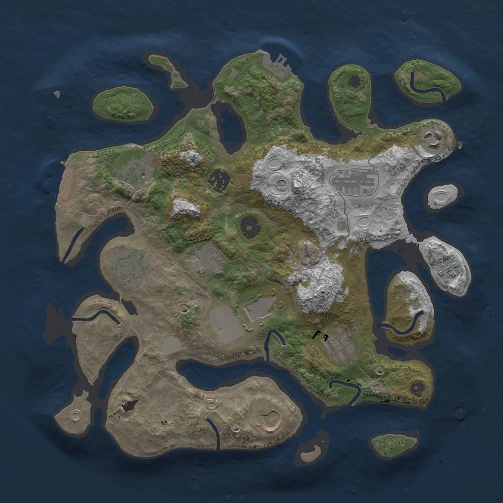 Rust Map: Procedural Map, Size: 3550, Seed: 728188, 18 Monuments