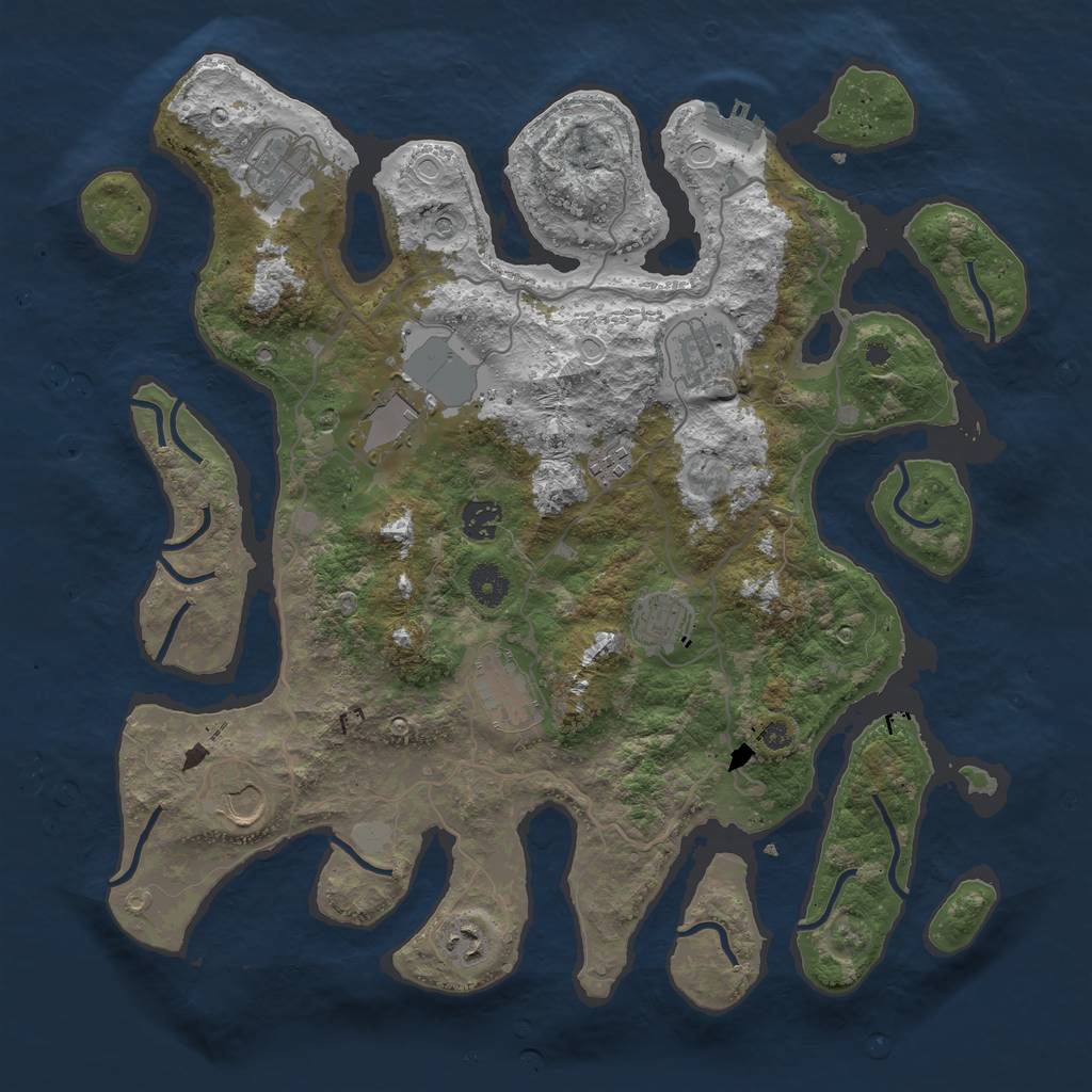 Rust Map: Procedural Map, Size: 4000, Seed: 87420, 16 Monuments