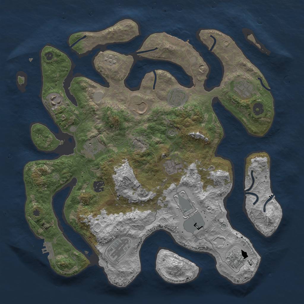 Rust Map: Procedural Map, Size: 3850, Seed: 1769557788, 19 Monuments
