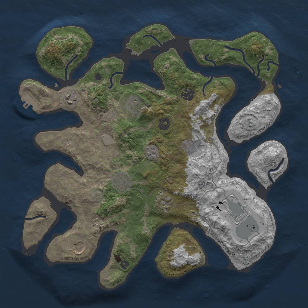 Rust Map: Procedural Map, Size: 3584, Seed: 574385, 16 Monuments