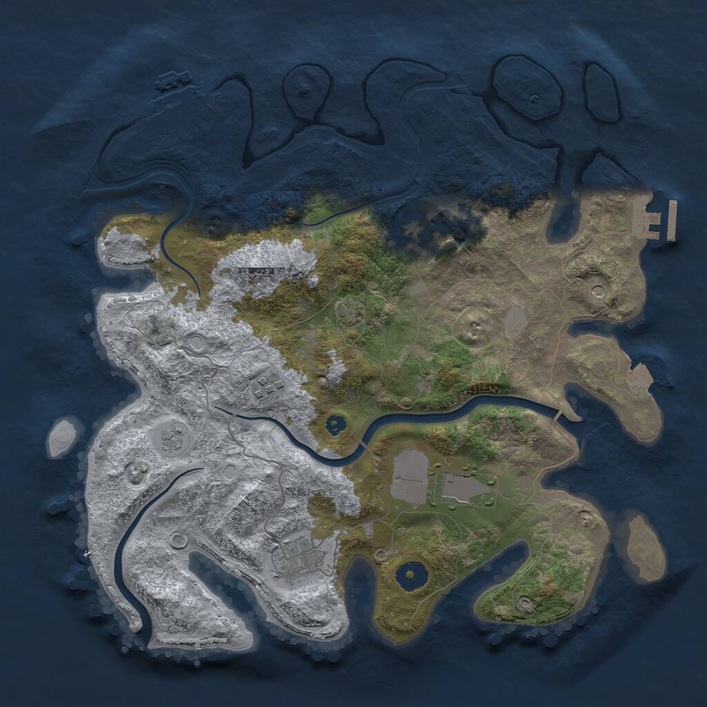 Rust Map: Procedural Map, Size: 3500, Seed: 9123184, 10 Monuments