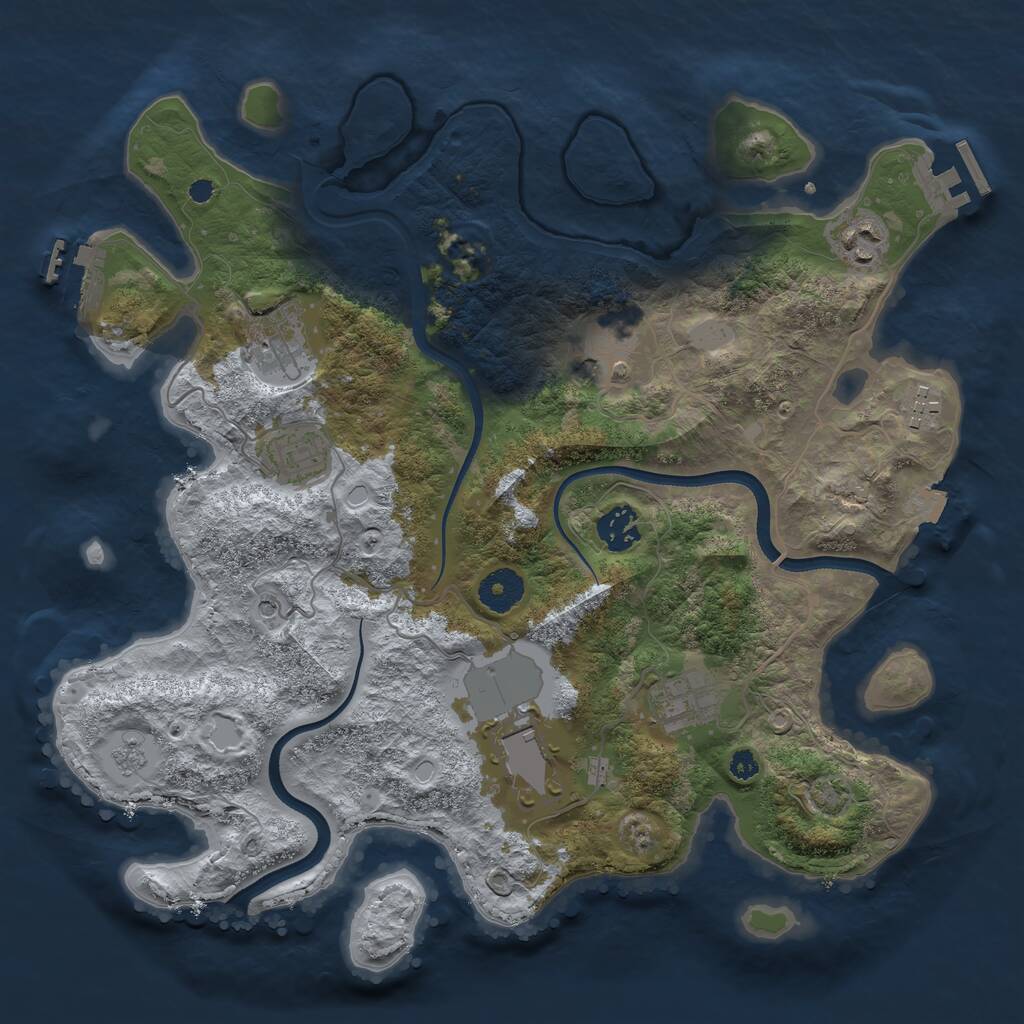 Rust Map: Procedural Map, Size: 3550, Seed: 131128, 14 Monuments