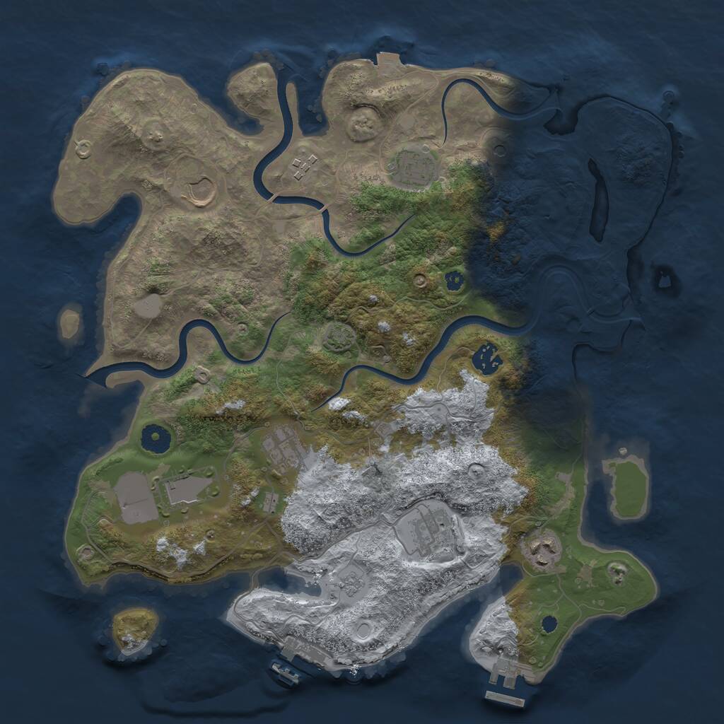Rust Map: Procedural Map, Size: 3700, Seed: 294262884, 14 Monuments