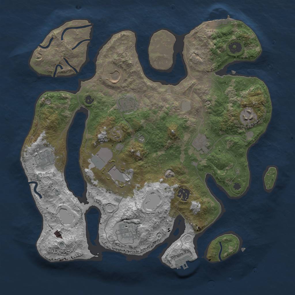 Rust Map: Procedural Map, Size: 3550, Seed: 358808, 16 Monuments