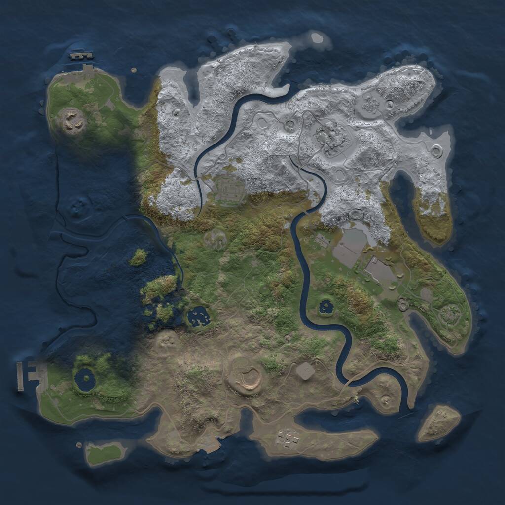 Rust Map: Procedural Map, Size: 3550, Seed: 521781, 13 Monuments