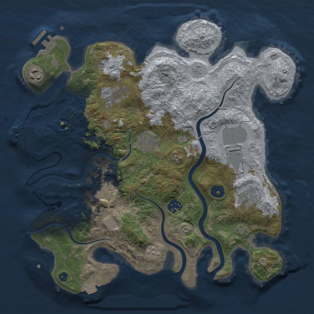 Rust Map: Procedural Map, Size: 3500, Seed: 98661321, 14 Monuments