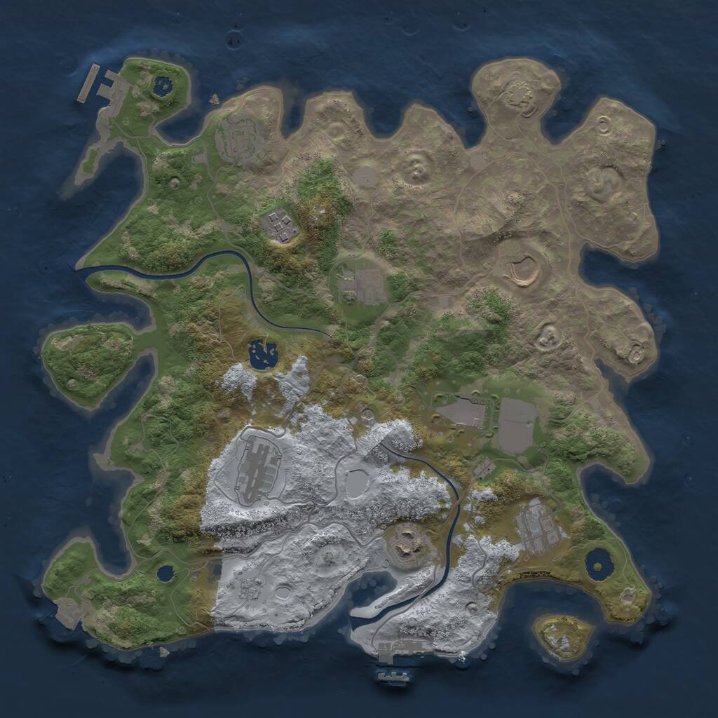 Rust Map: Procedural Map, Size: 3550, Seed: 558691, 15 Monuments