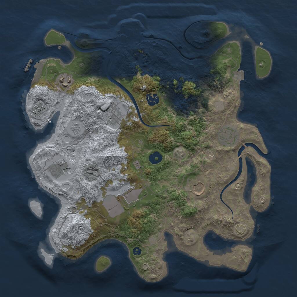 Rust Map: Procedural Map, Size: 3500, Seed: 861723481, 14 Monuments