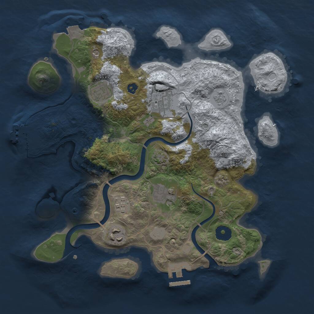 Rust Map: Procedural Map, Size: 3000, Seed: 755899018, 11 Monuments
