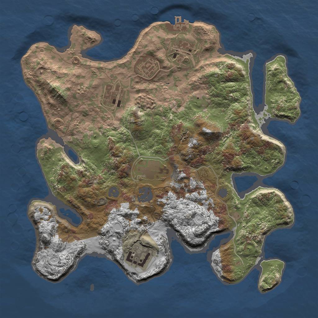 Rust Map: Procedural Map, Size: 3000, Seed: 2342555, 11 Monuments