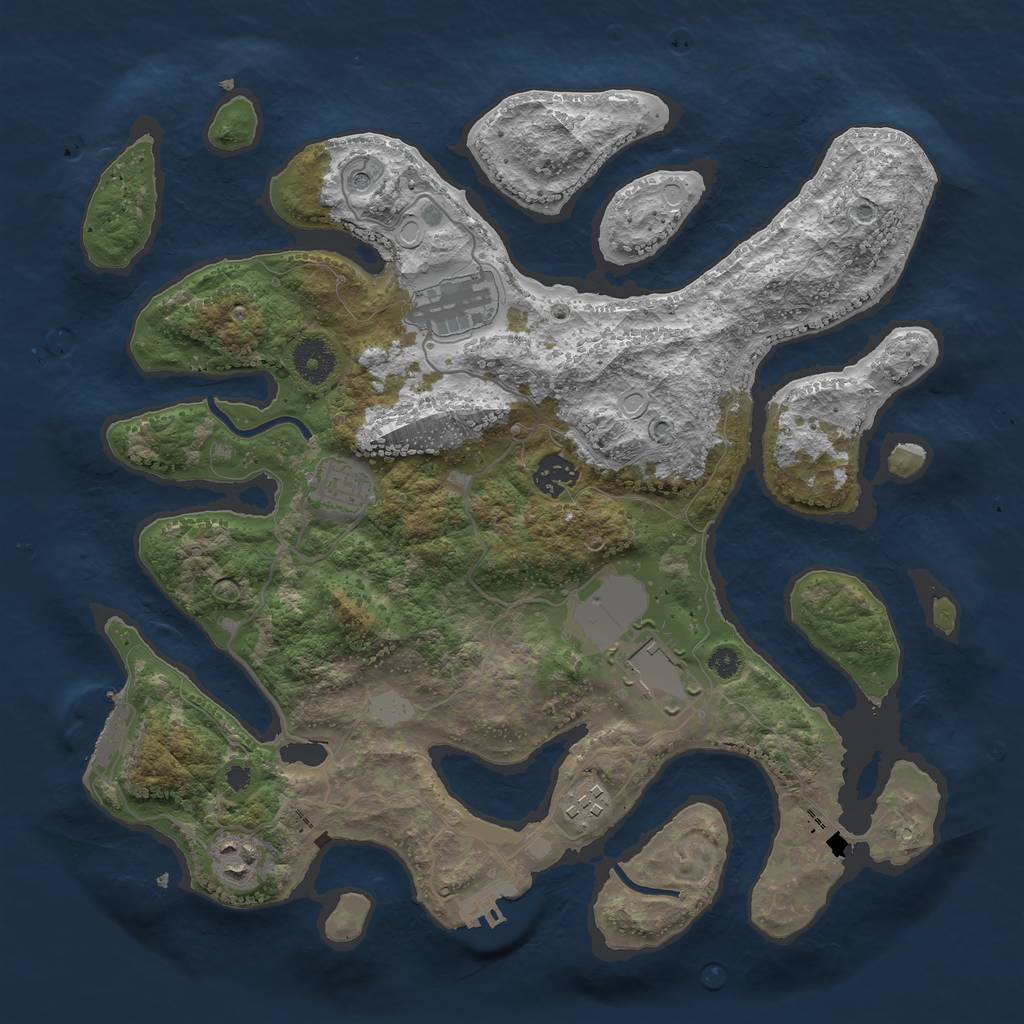 Rust Map: Procedural Map, Size: 3600, Seed: 783143585, 14 Monuments