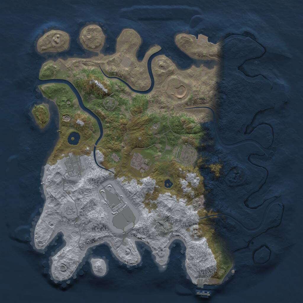 Rust Map: Procedural Map, Size: 3550, Seed: 969446, 12 Monuments