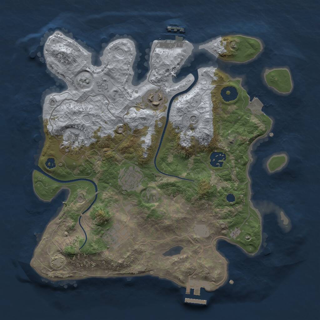 Rust Map: Procedural Map, Size: 3000, Seed: 190615, 11 Monuments