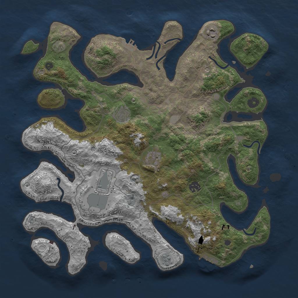Rust Map: Procedural Map, Size: 4000, Seed: 99719, 14 Monuments
