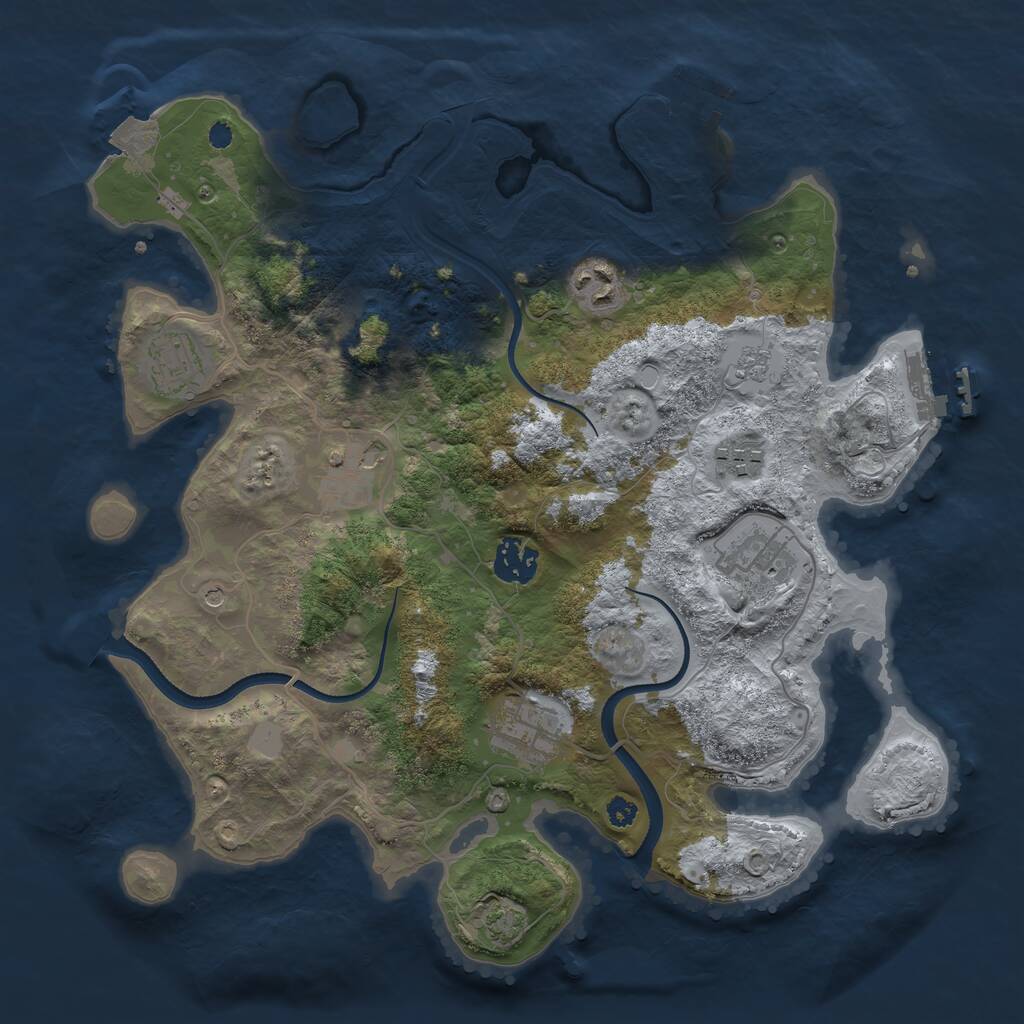 Rust Map: Procedural Map, Size: 3400, Seed: 654813554, 13 Monuments