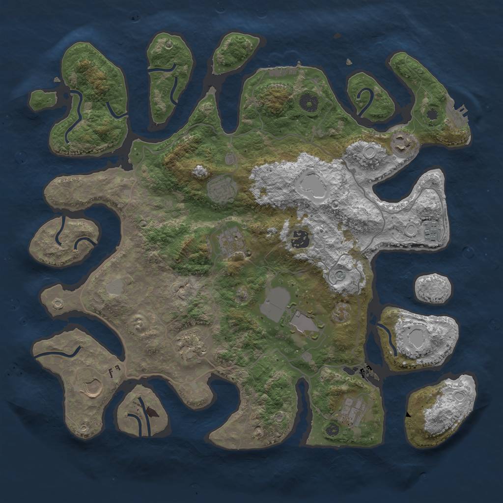 Rust Map: Procedural Map, Size: 4000, Seed: 712794, 17 Monuments