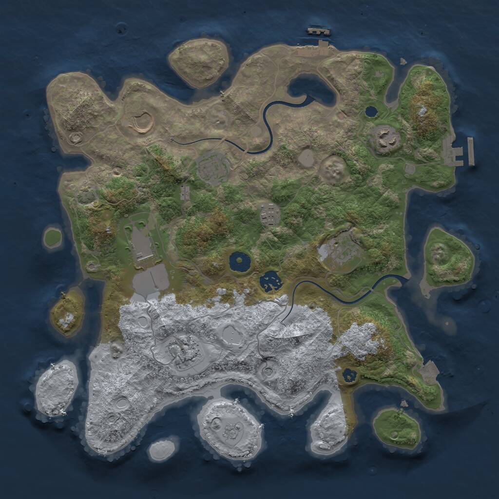 Rust Map: Procedural Map, Size: 3550, Seed: 993352, 14 Monuments