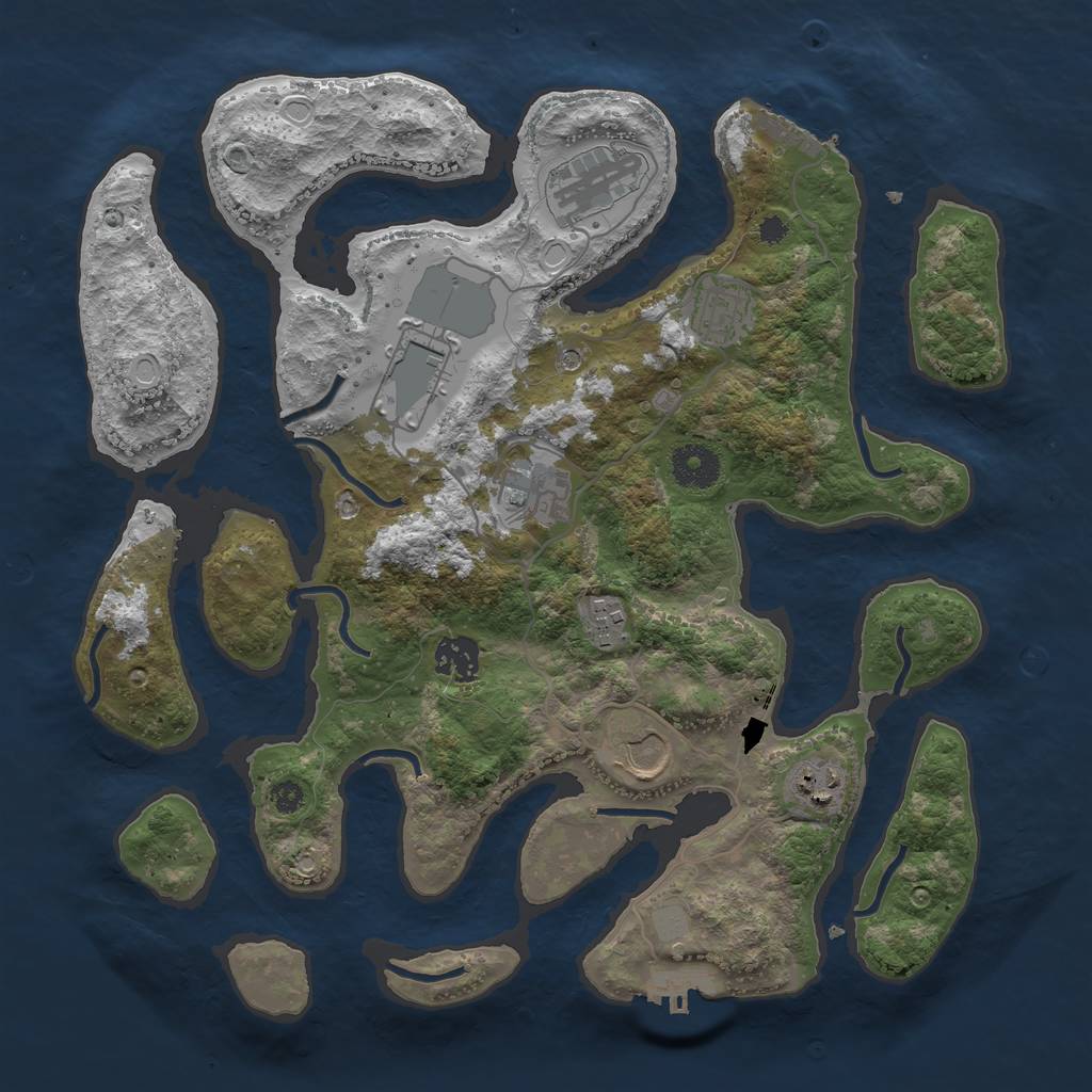 Rust Map: Procedural Map, Size: 3500, Seed: 1216185790, 16 Monuments