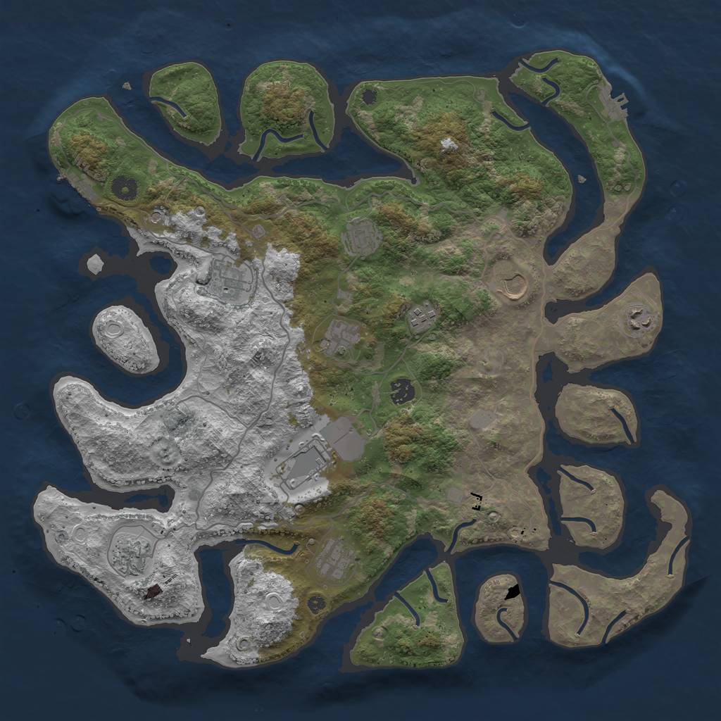 Rust Map: Procedural Map, Size: 4250, Seed: 54892, 18 Monuments