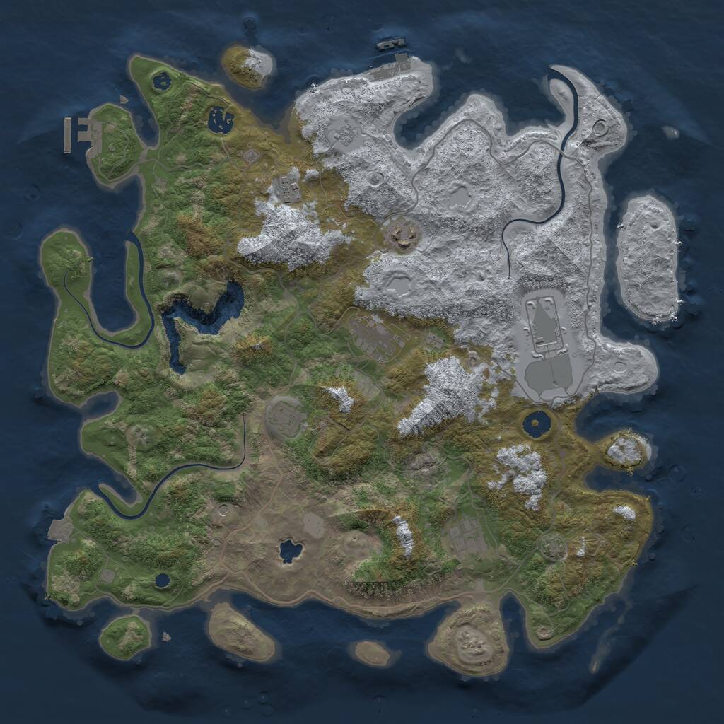 Rust Map: Procedural Map, Size: 4100, Seed: 30167002, 13 Monuments