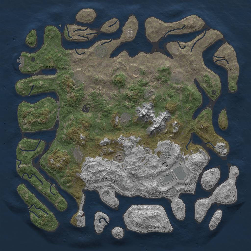 Rust Map: Procedural Map, Size: 5000, Seed: 1622071003, 18 Monuments