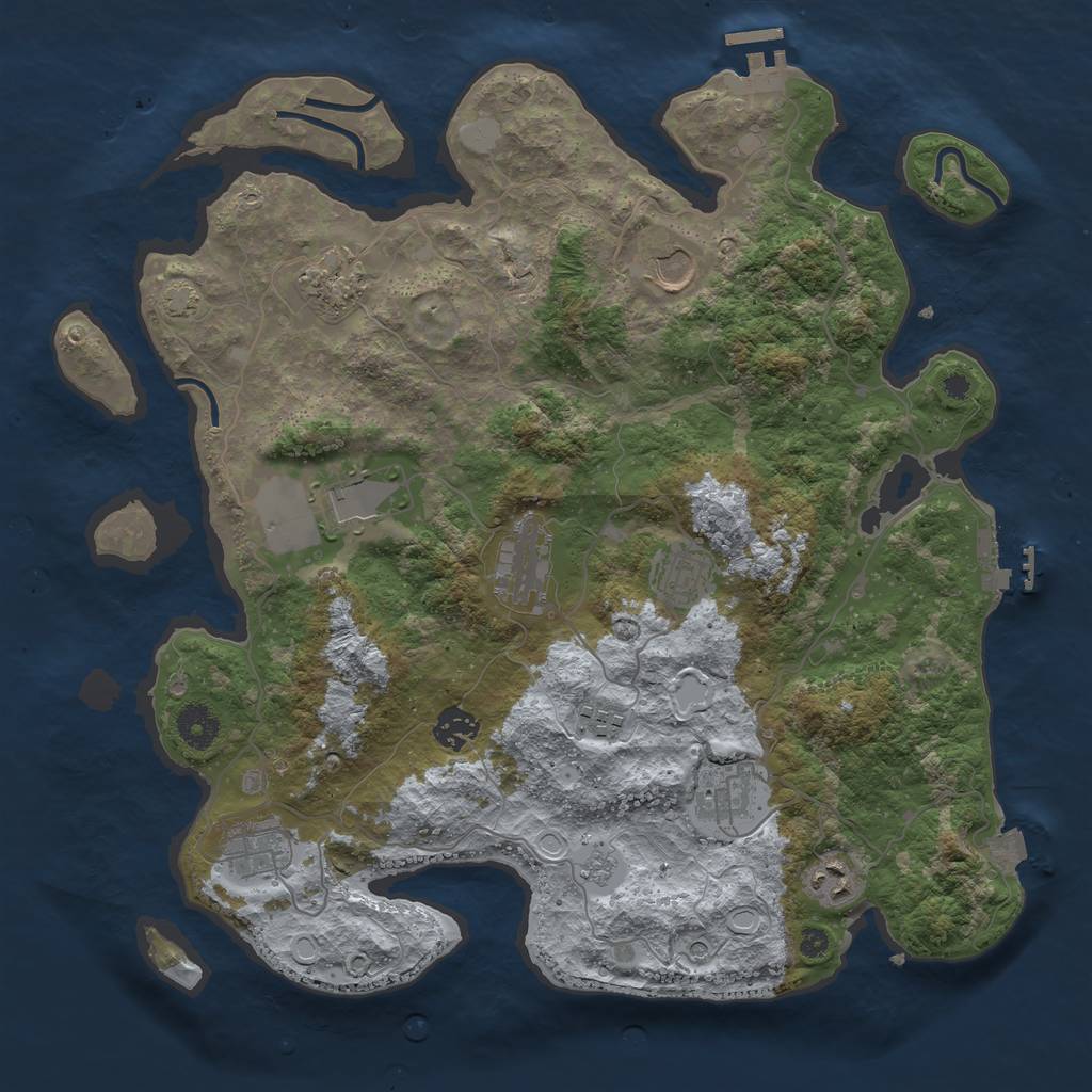 Rust Map: Procedural Map, Size: 3800, Seed: 2424, 18 Monuments