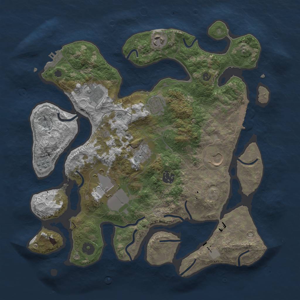 Rust Map: Procedural Map, Size: 3600, Seed: 146966, 16 Monuments