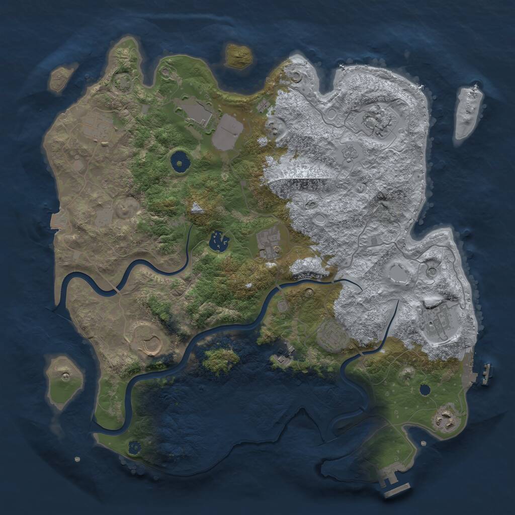 Rust Map: Procedural Map, Size: 3850, Seed: 1261453060, 16 Monuments