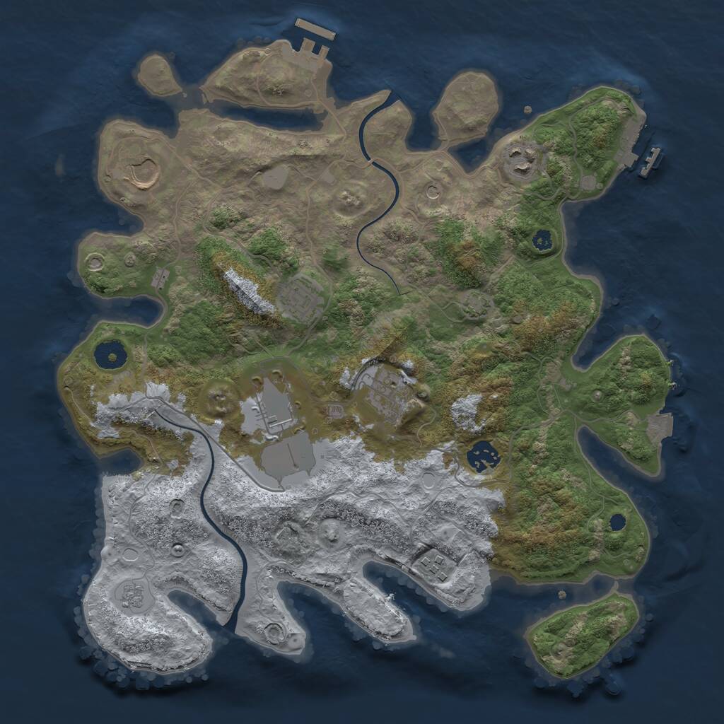 Rust Map: Procedural Map, Size: 3550, Seed: 999150, 13 Monuments