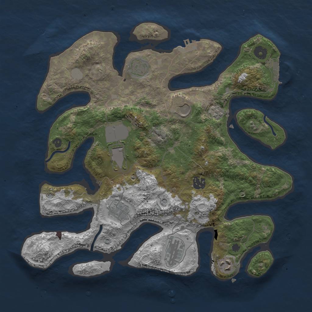 Rust Map: Procedural Map, Size: 3550, Seed: 332041, 16 Monuments